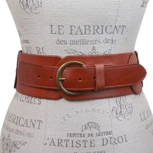 Ladies 3" wide high waist round disk braided cowhide leather belt